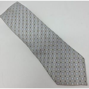 Bugatti  Tie Men's Gray Blue Geometric 100% Silk Classic
